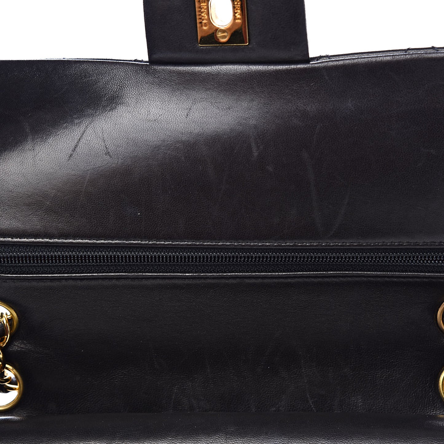 Lambskin Quilted Medium Double Flap Black