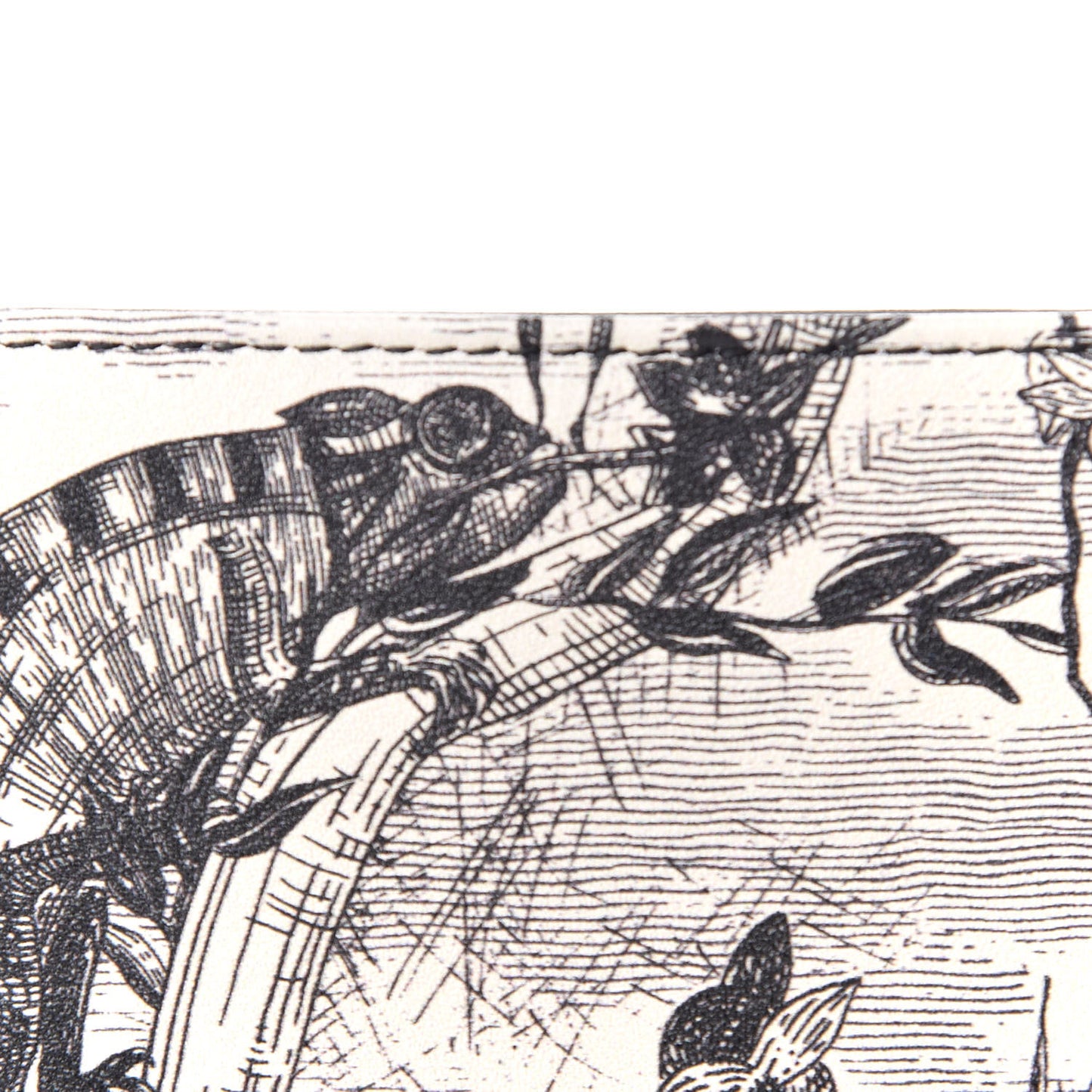 Calfskin Toile de Jouy Carnivora Card Holder Black White