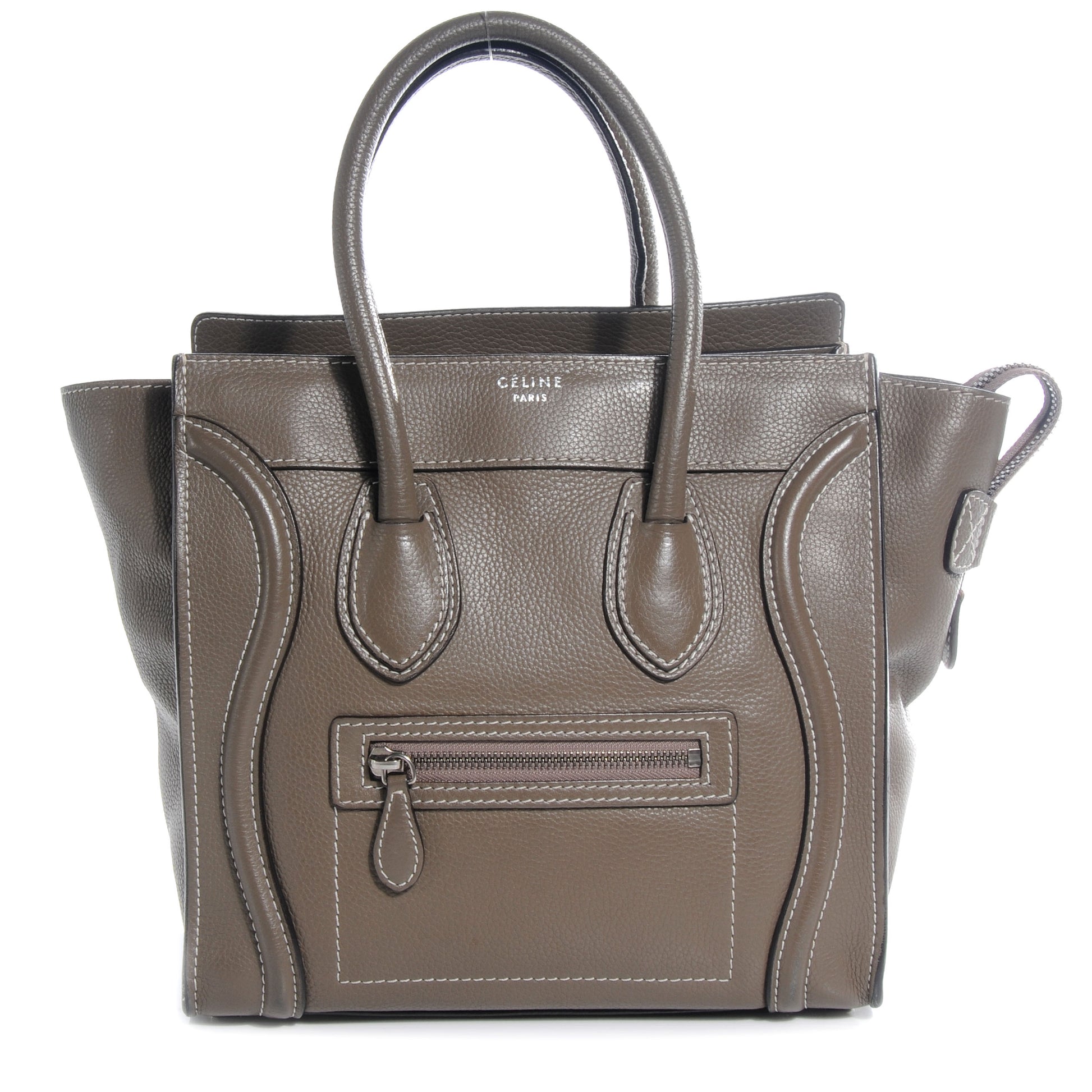 Celine Drummed Calfskin Micro Luggage Souris 1 of 7