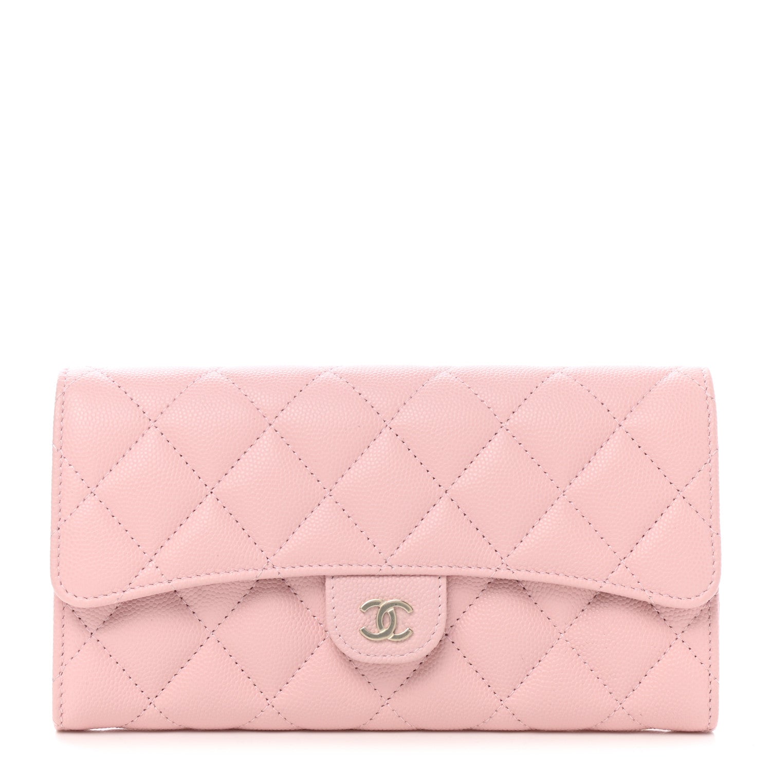 Chanel Caviar Quilted Large Gusset Flap Wallet Light Pink 1 of 9
