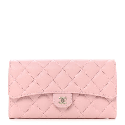 Chanel Caviar Quilted Large Gusset Flap Wallet Light Pink 1 of 9