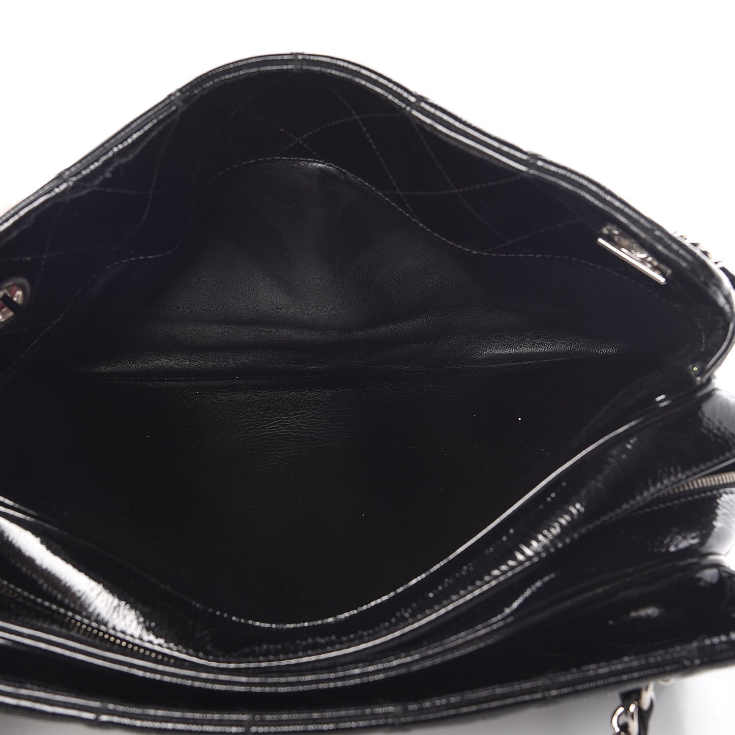 Patent Quilted Tote Black