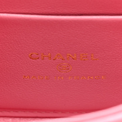 Chanel Lambskin Quilted Top Handle Clutch With Chain Pink 6 of 9