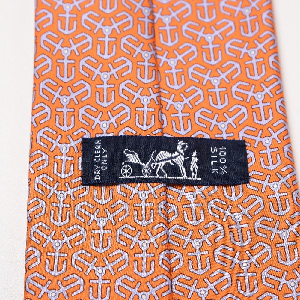Mens Silk Anchor Neck Tie Orange