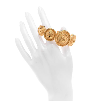 Chanel Metal Medallion CC Cuff Bracelet L Gold 2 of 4