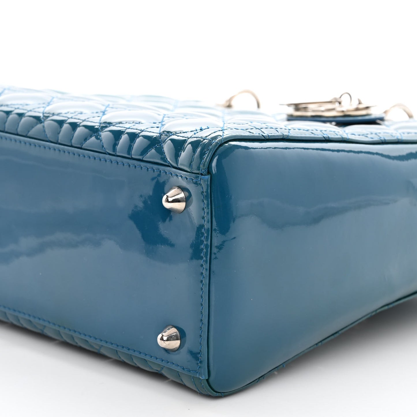 Patent Cannage Large Lady Dior Blue