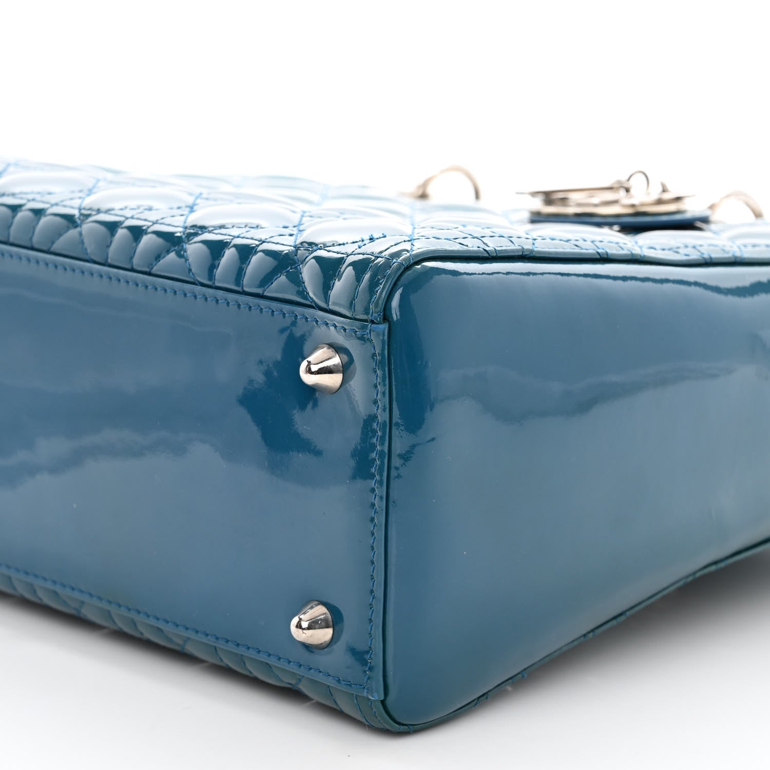 Christian Dior Patent Cannage Large Lady Dior Blue 9 of 10