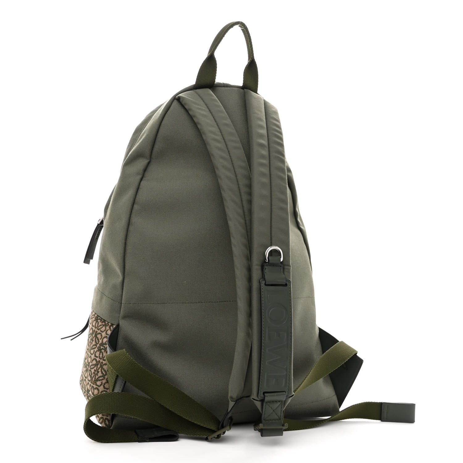 Loewe Jacquard Anagram Calfskin Round Slim Backpack Khaki Green 3 of 9