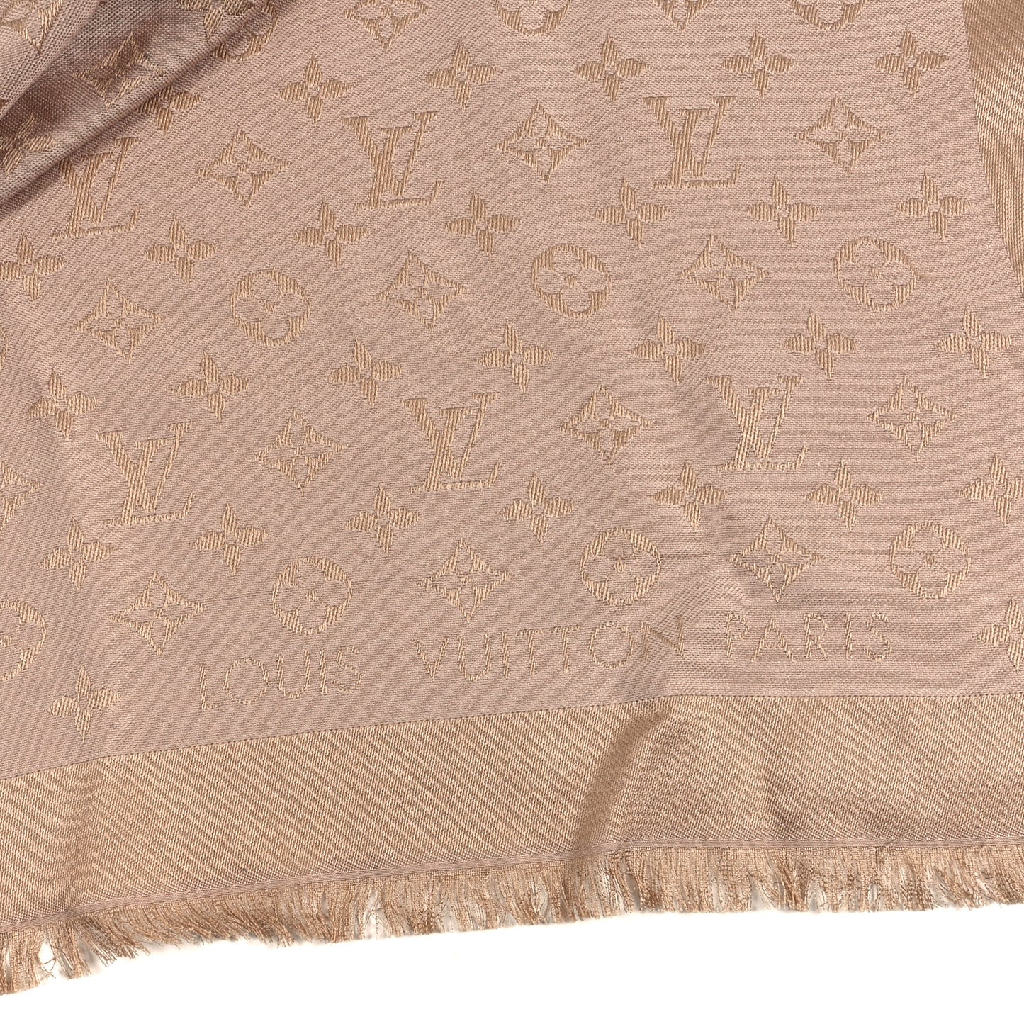 Silk Wool Monogram Denim Shawl Beige Rose