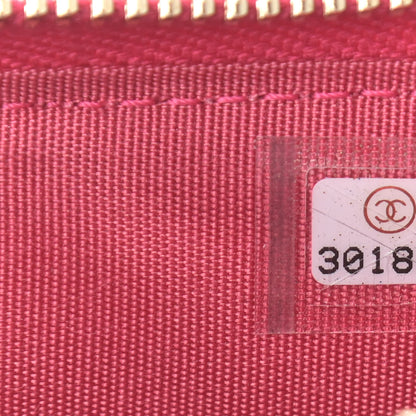 Chanel Shiny Goatskin Quilted Chanel 19 Flat Wallet Pouch Dark Pink 7 of 7