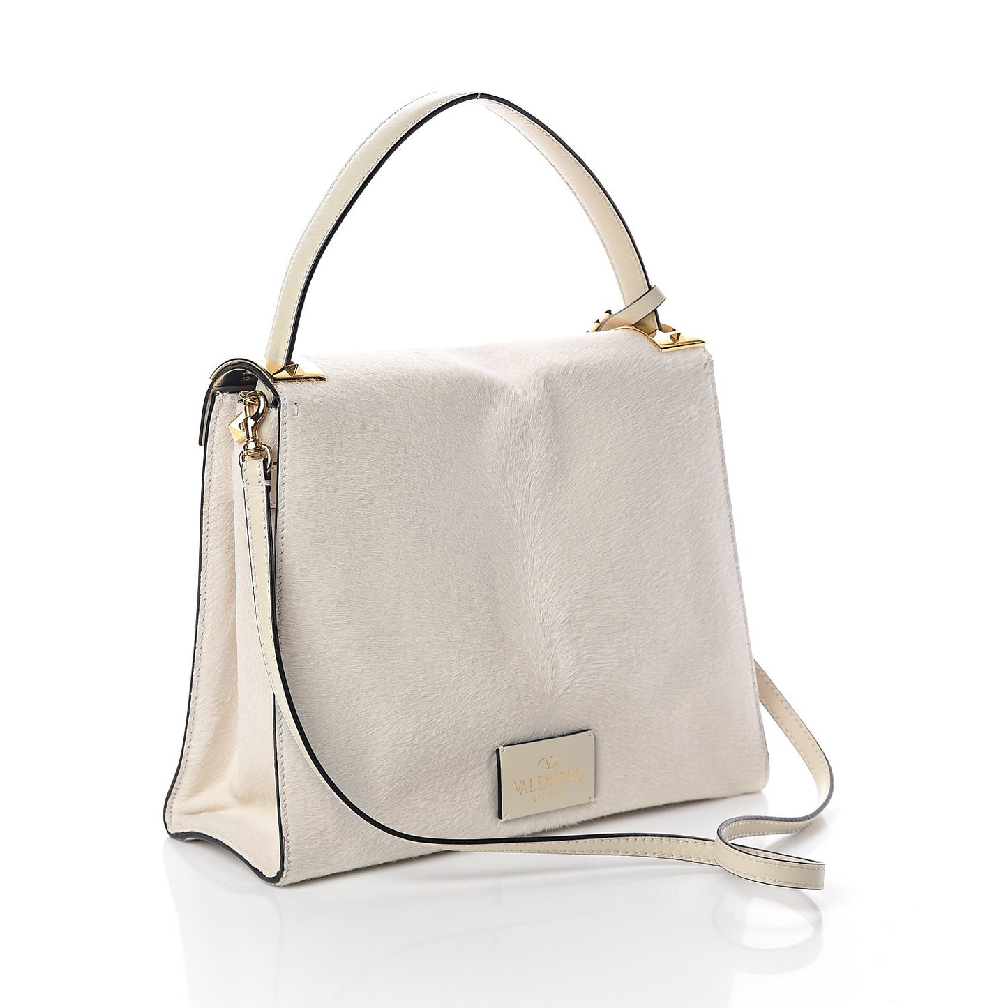 Calf Hair My Rockstud Frame Bag Light Ivory