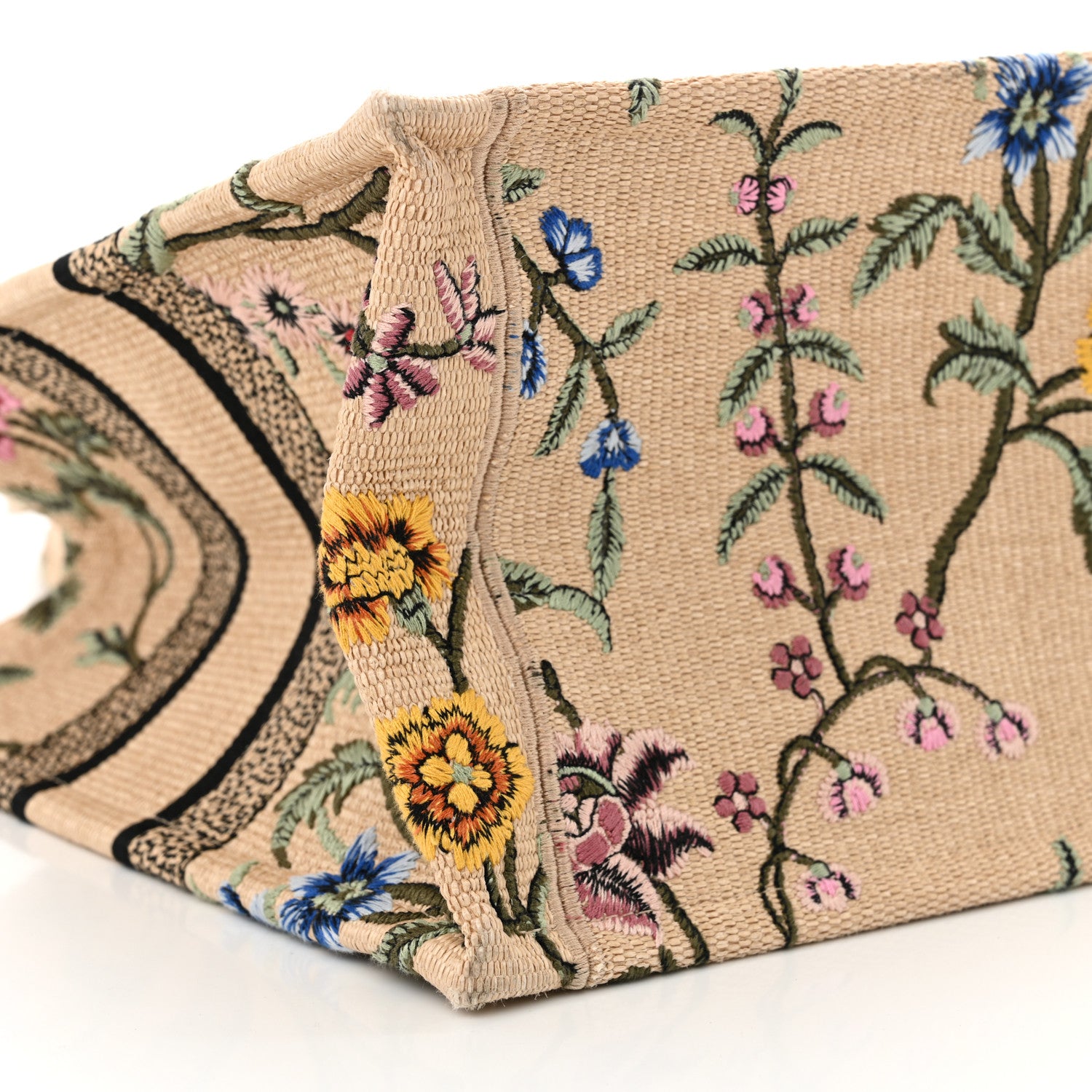 Christian Dior Raffia Embroidered Petites Fleurs Medium Book Tote Natural 9 of 12