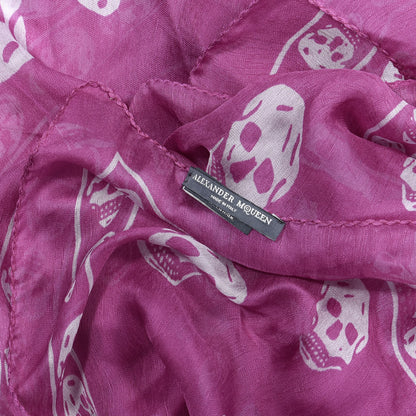 Alexander McQueen Silk Chiffon Skull Scarf Fuxia 4 of 4