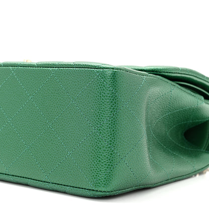 Chanel Metallic Caviar Quilted Jumbo Double Flap Green 10 of 11