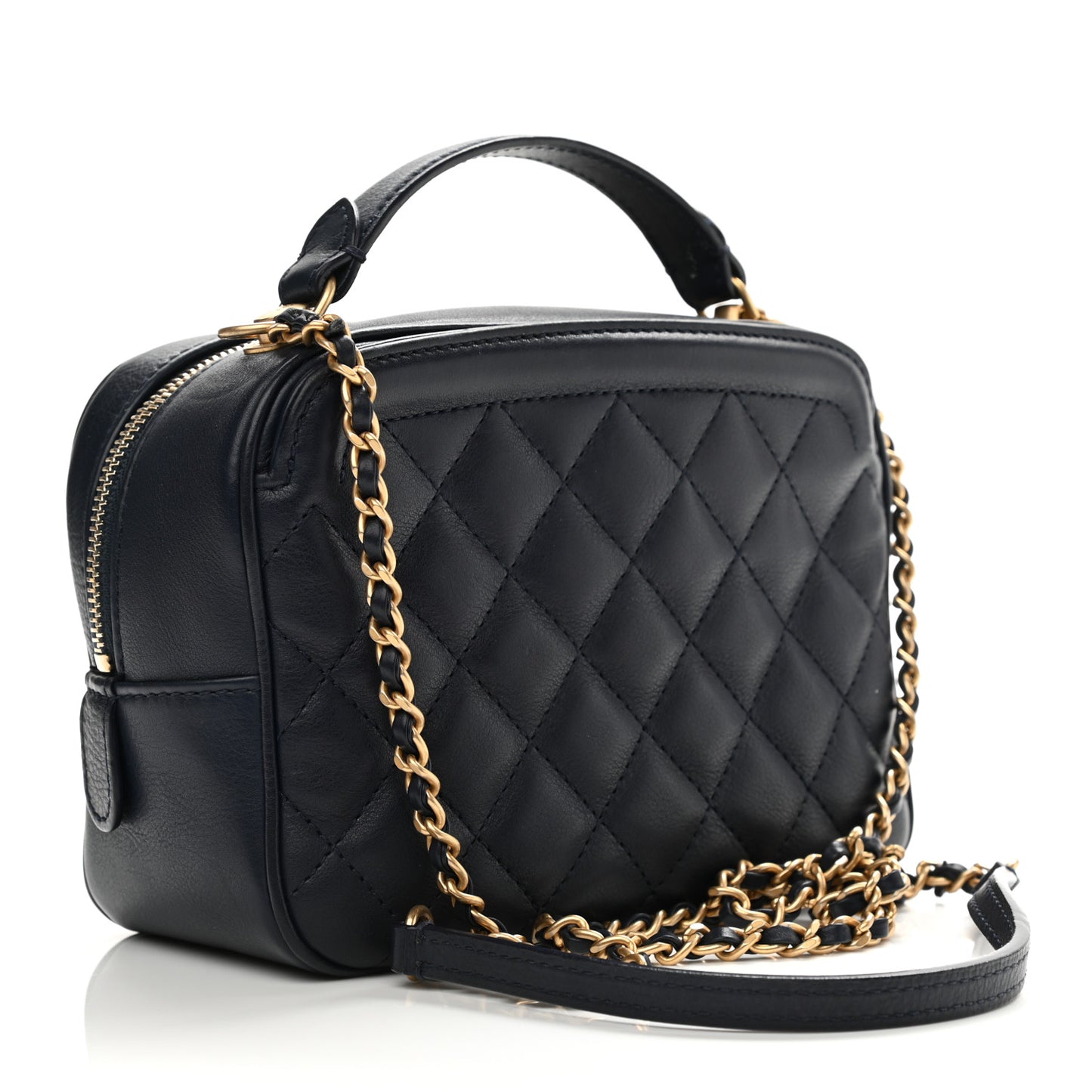 Calfskin Quilted CC Small Vanity Case Navy