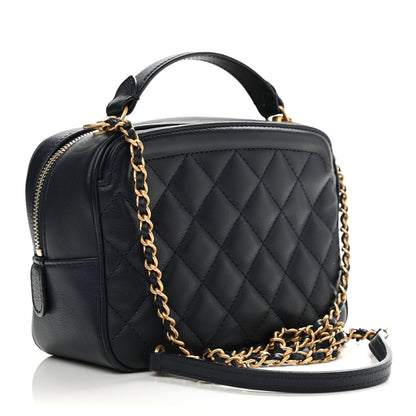 Chanel Calfskin Quilted CC Small Vanity Case Navy 4 of 21