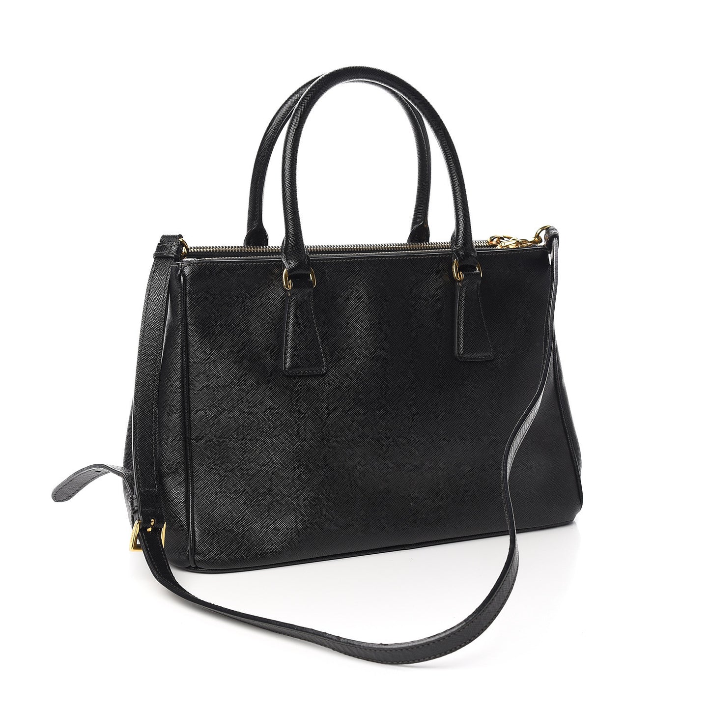 Saffiano Small Galleria Double Zip Tote Black