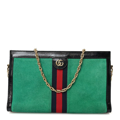 Gucci Suede Patent Web Medium Ophidia Chain Shoulder Bag New Shamarock Black 1 of 10