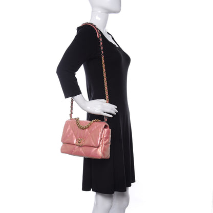 Chanel Iridescent Calfskin Quilted Medium Chanel 19 Flap Pink 2 of 10
