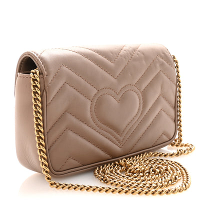 Gucci Calfskin Matelasse Super Mini GG Marmont Shoulder Bag Porcelain Rose 3 of 10