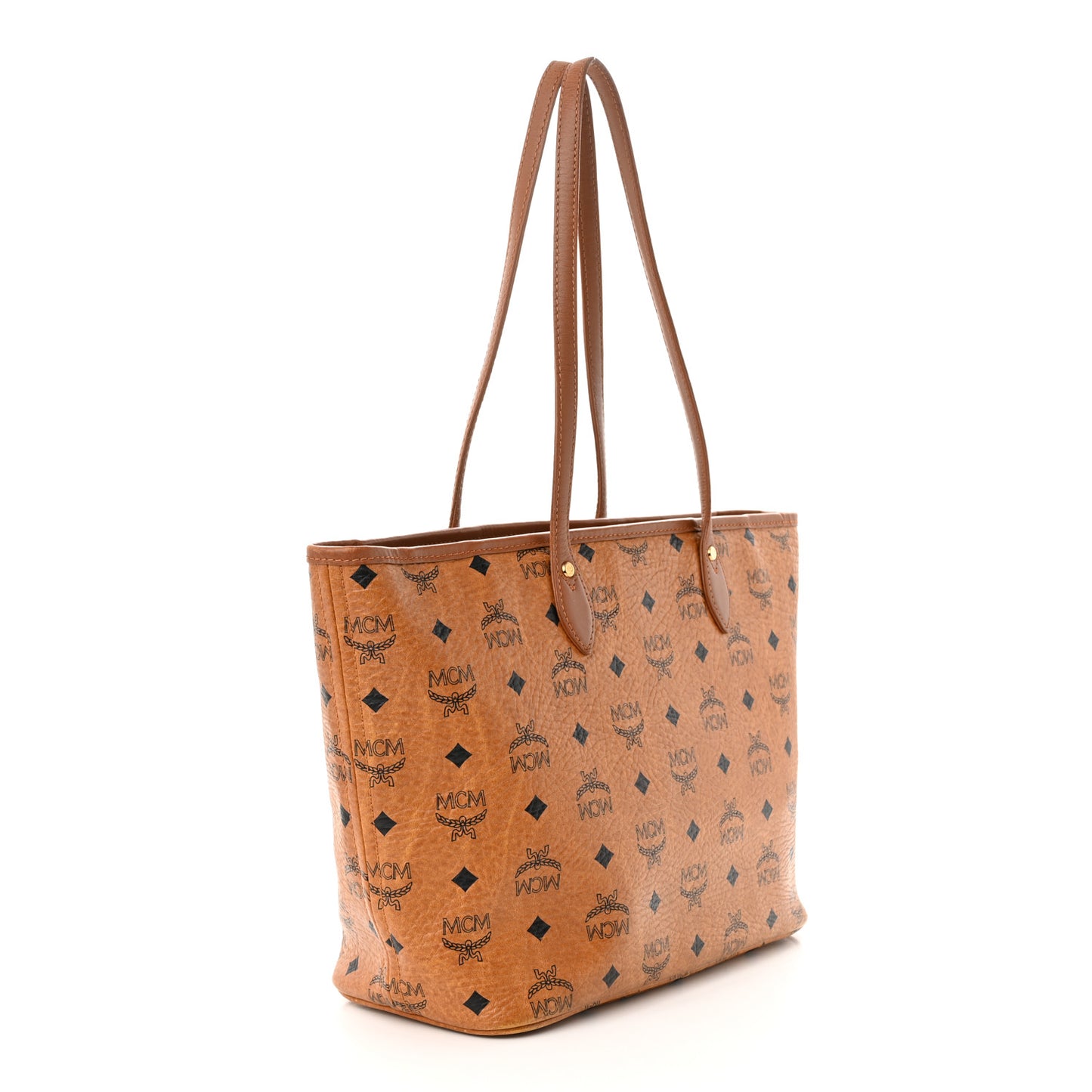 Visetos Dog Bone Striped Shopper Tote Cognac