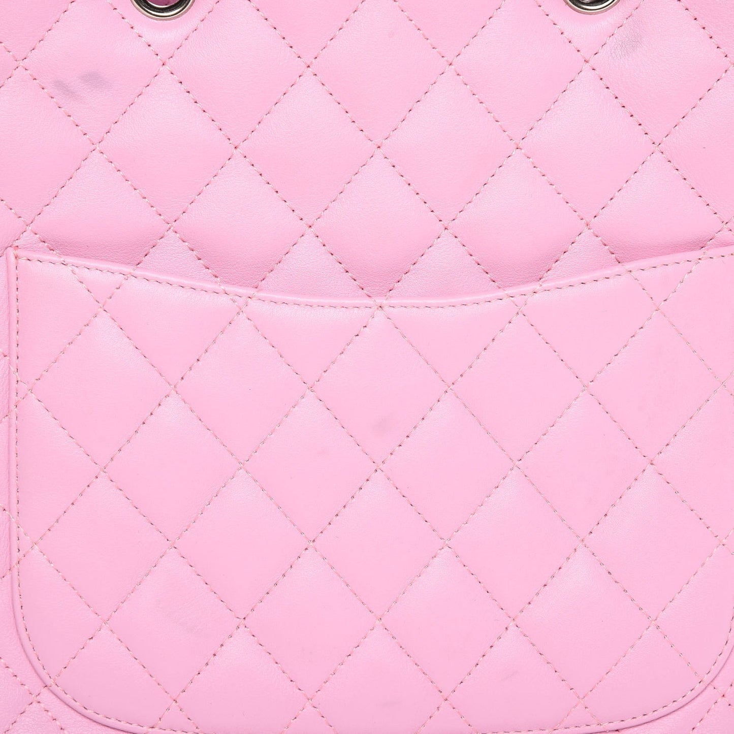 Calfskin Quilted Medium Cambon Tote Pink Black
