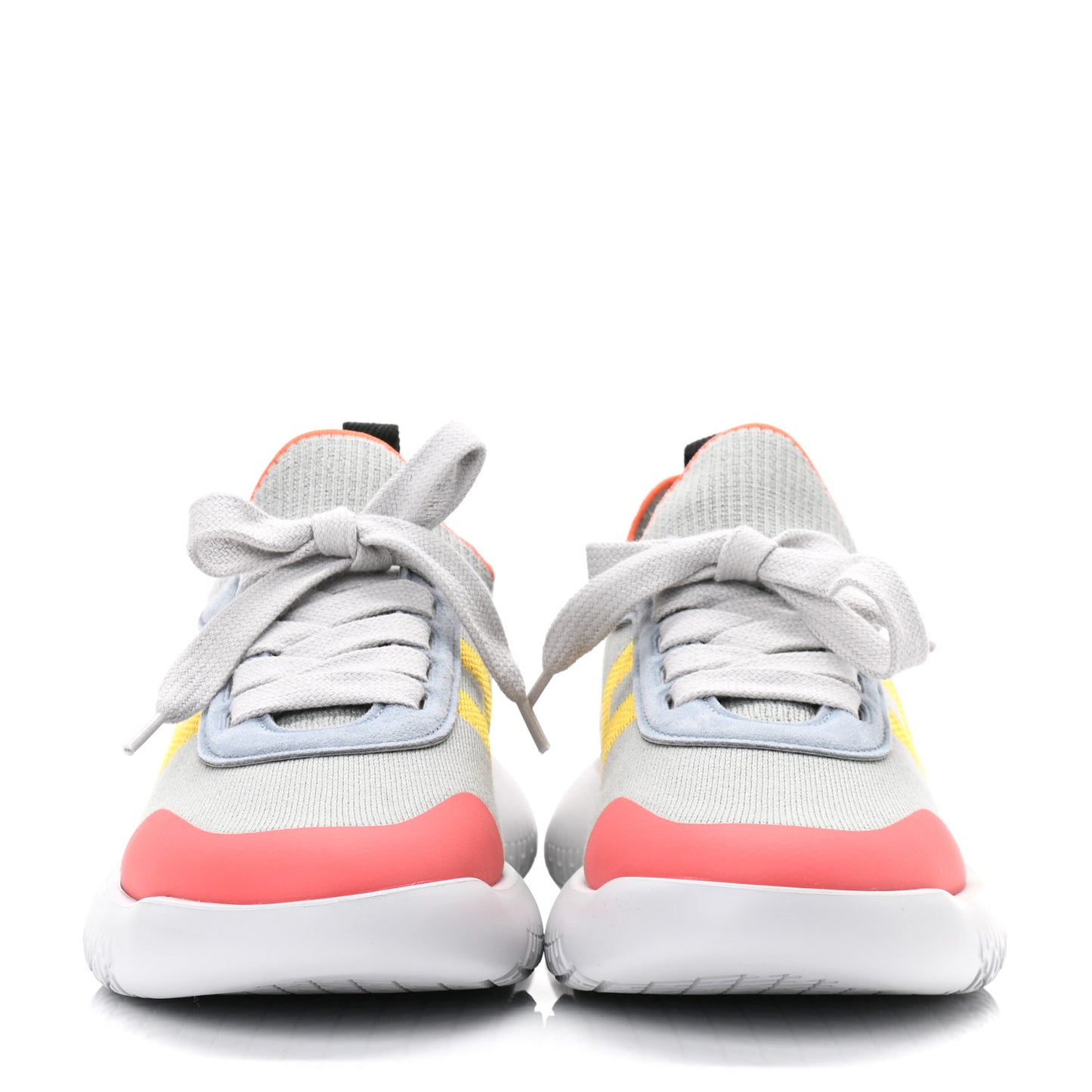 Knit Suede Goatskin Womens Crew Sneakers 37 Multicolor Gris Orange