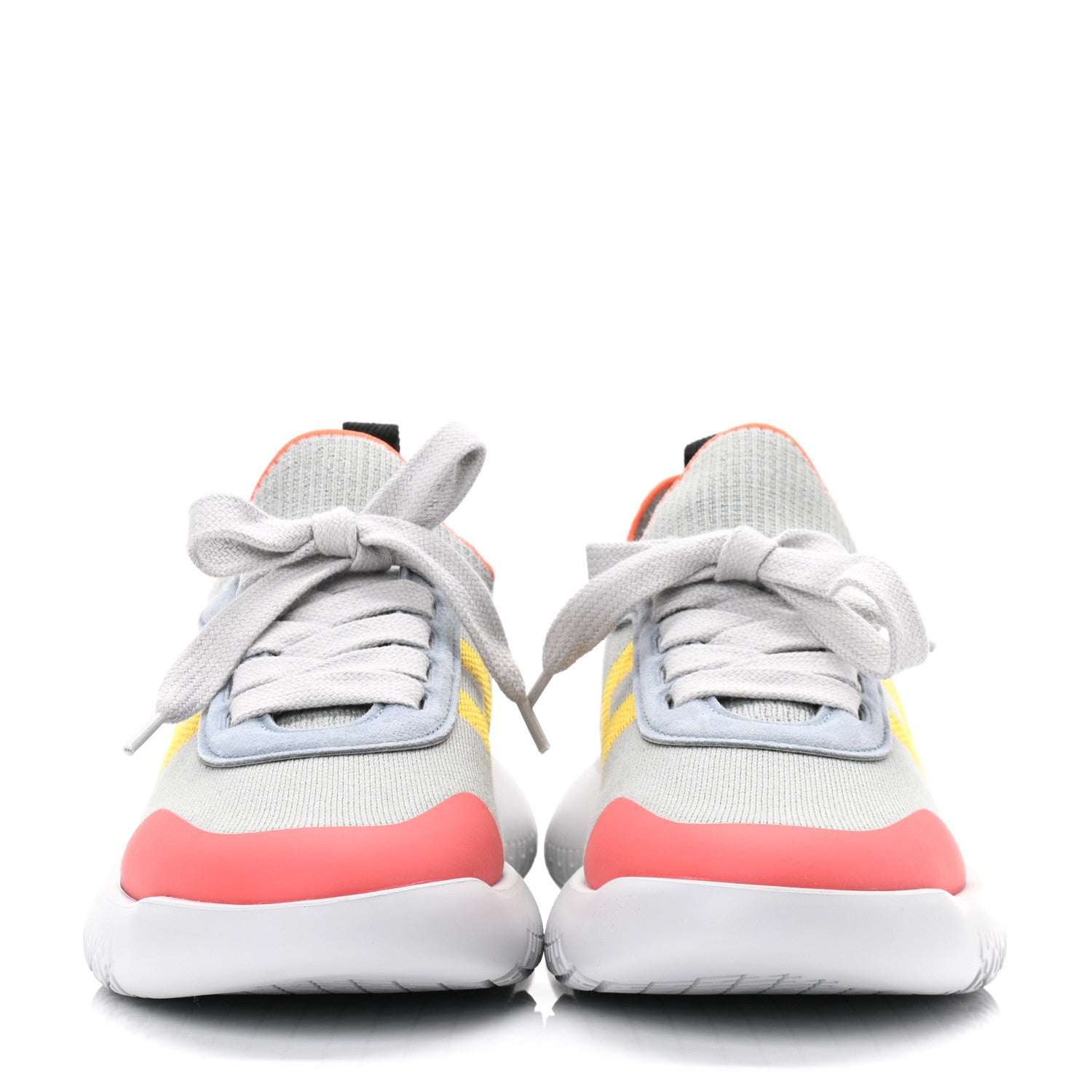 Hermes Knit Suede Goatskin Womens Crew Sneakers 37 Multicolor Gris Orange 2 of 8