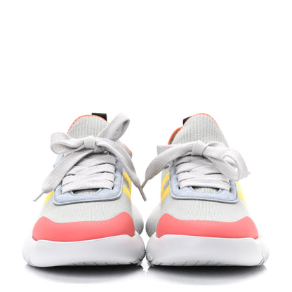 Hermes Knit Suede Goatskin Womens Crew Sneakers 37 Multicolor Gris Orange 2 of 8