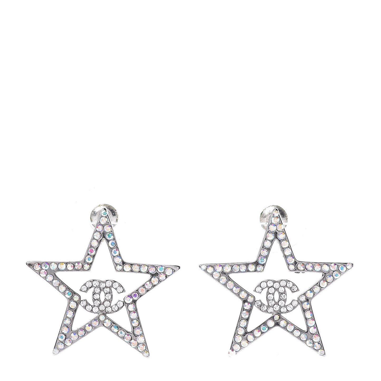 Ruthenium Crystal Star CC Earrings Iridescent Pink