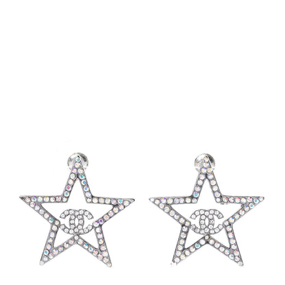 Chanel Ruthenium Crystal Star CC Earrings Iridescent Pink 1 of 5