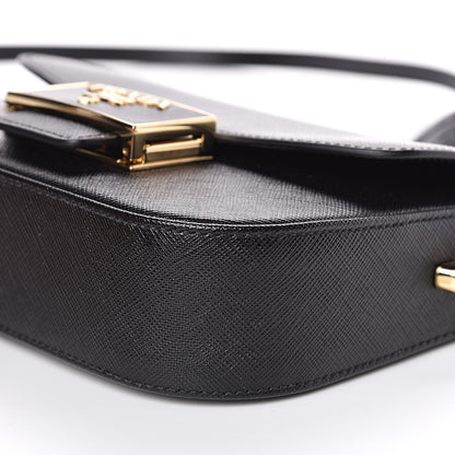 Prada Saffiano Lux Embleme Flap Shoulder Bag Black 8 of 9