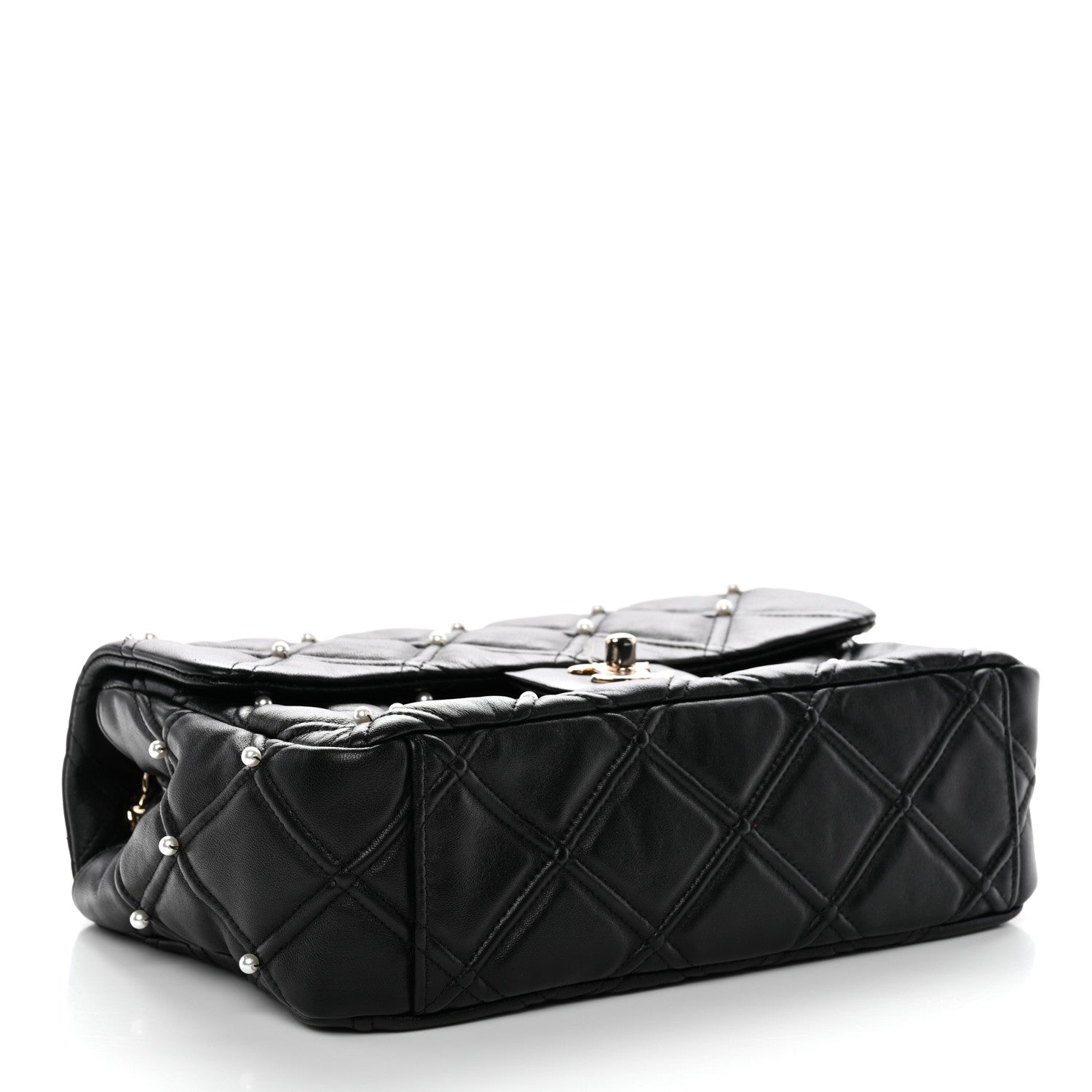 Chanel Lambskin Quilted Pearl Studded Flap Black 4 of 12