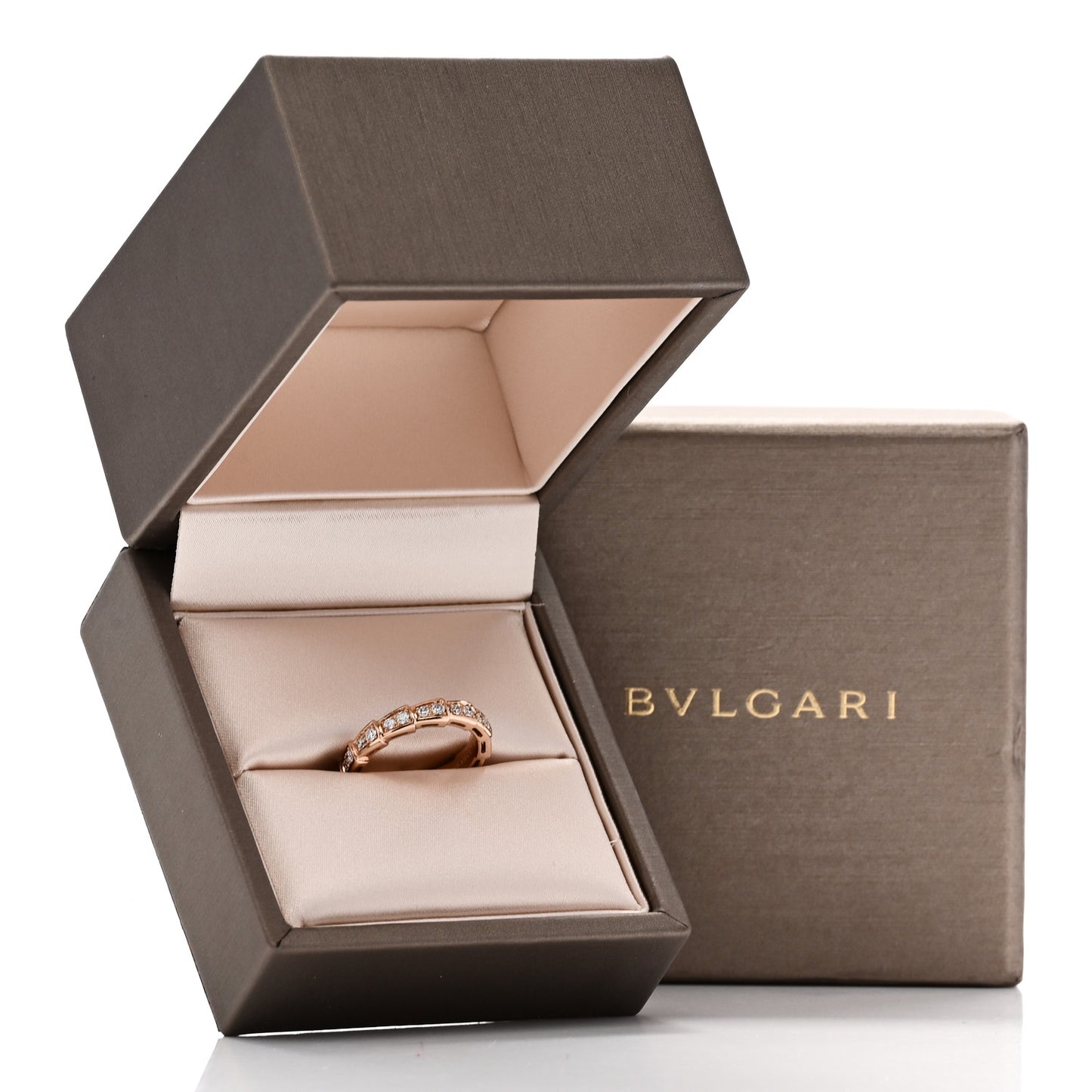 18K Rose Gold Diamond Serpenti Viper Band Ring  48 4.5