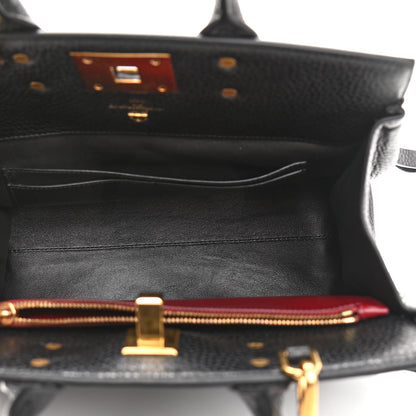 Salvatore Ferragamo Hammered Calfskin Studio Rock Bag Black 5 of 10