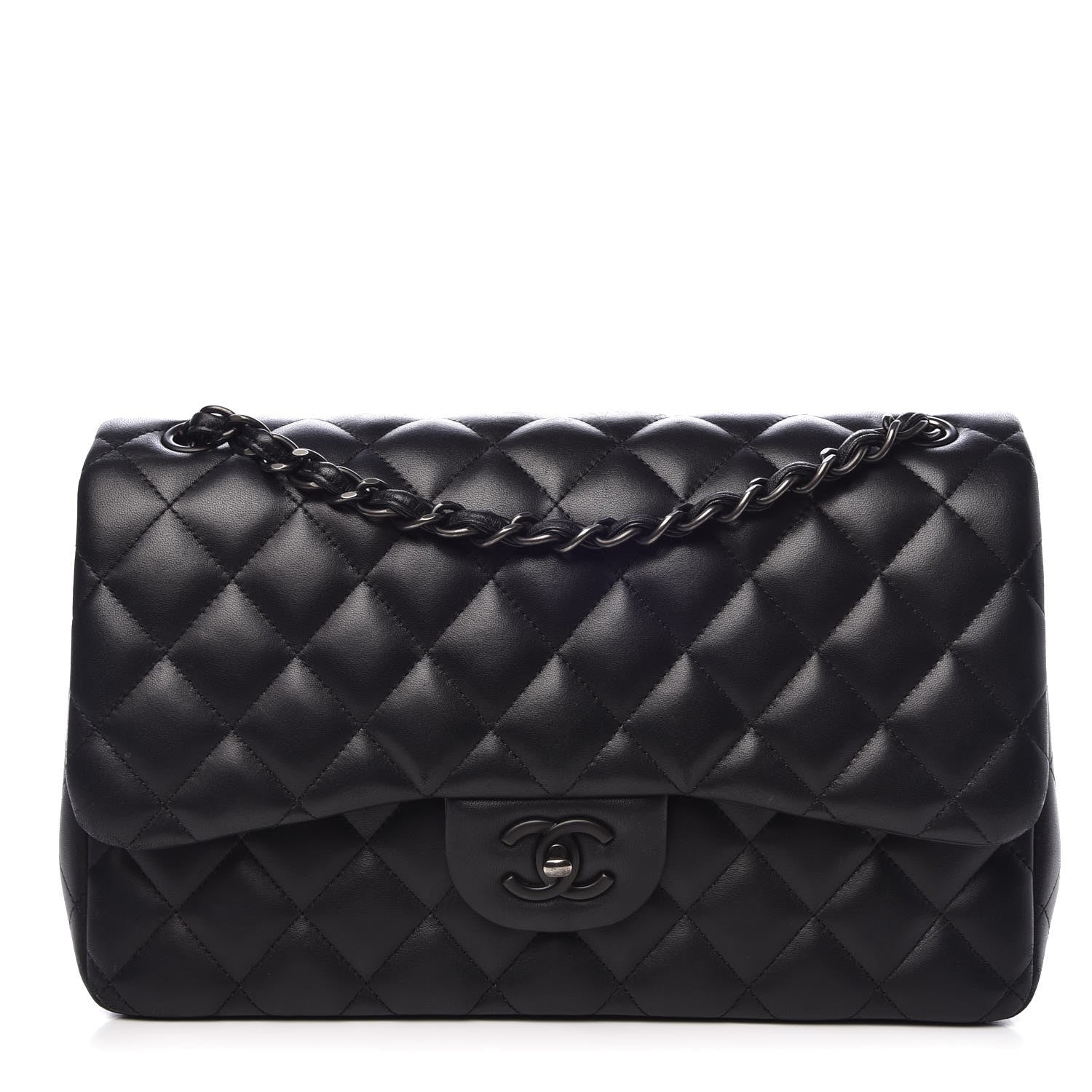 Chanel Lambskin Quilted Jumbo Double Flap Black 1 of 16