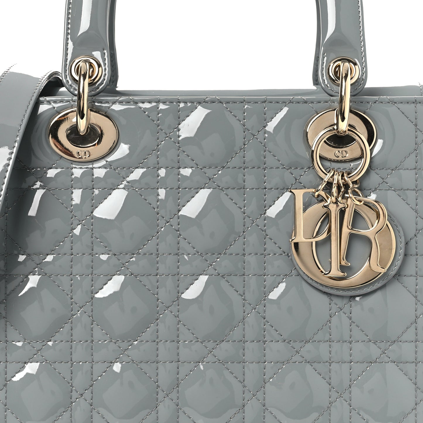 Patent Cannage Medium Lady Dior Grey