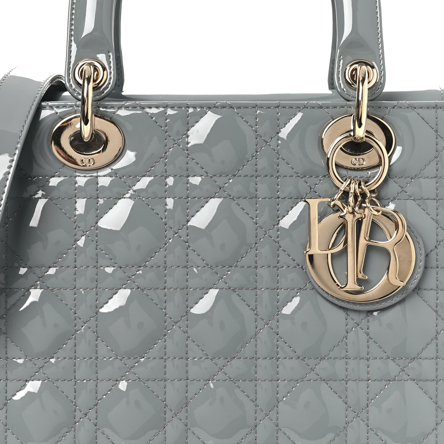 Christian Dior Patent Cannage Medium Lady Dior Grey 8 of 13