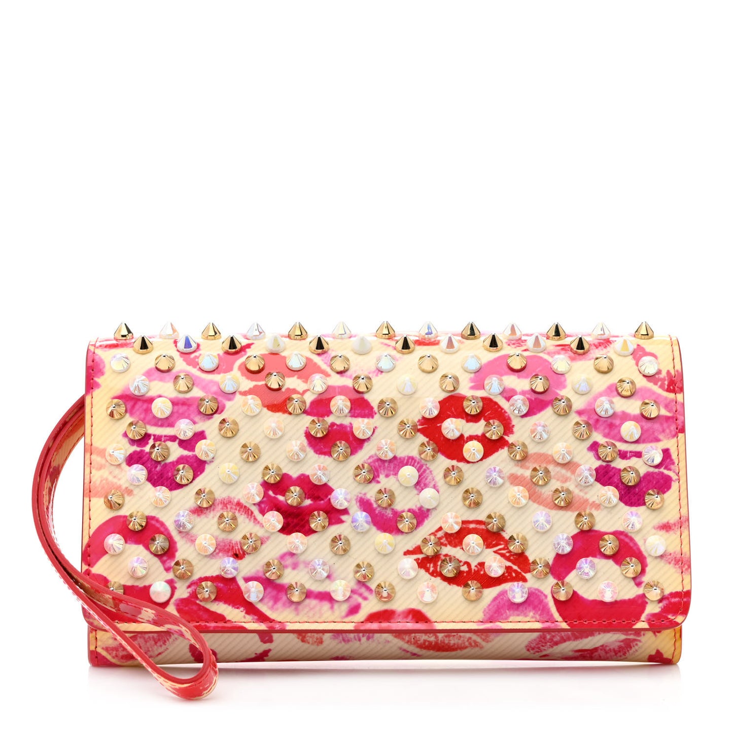 Patent Lip Print Macaron Flap Wallet Multicolor
