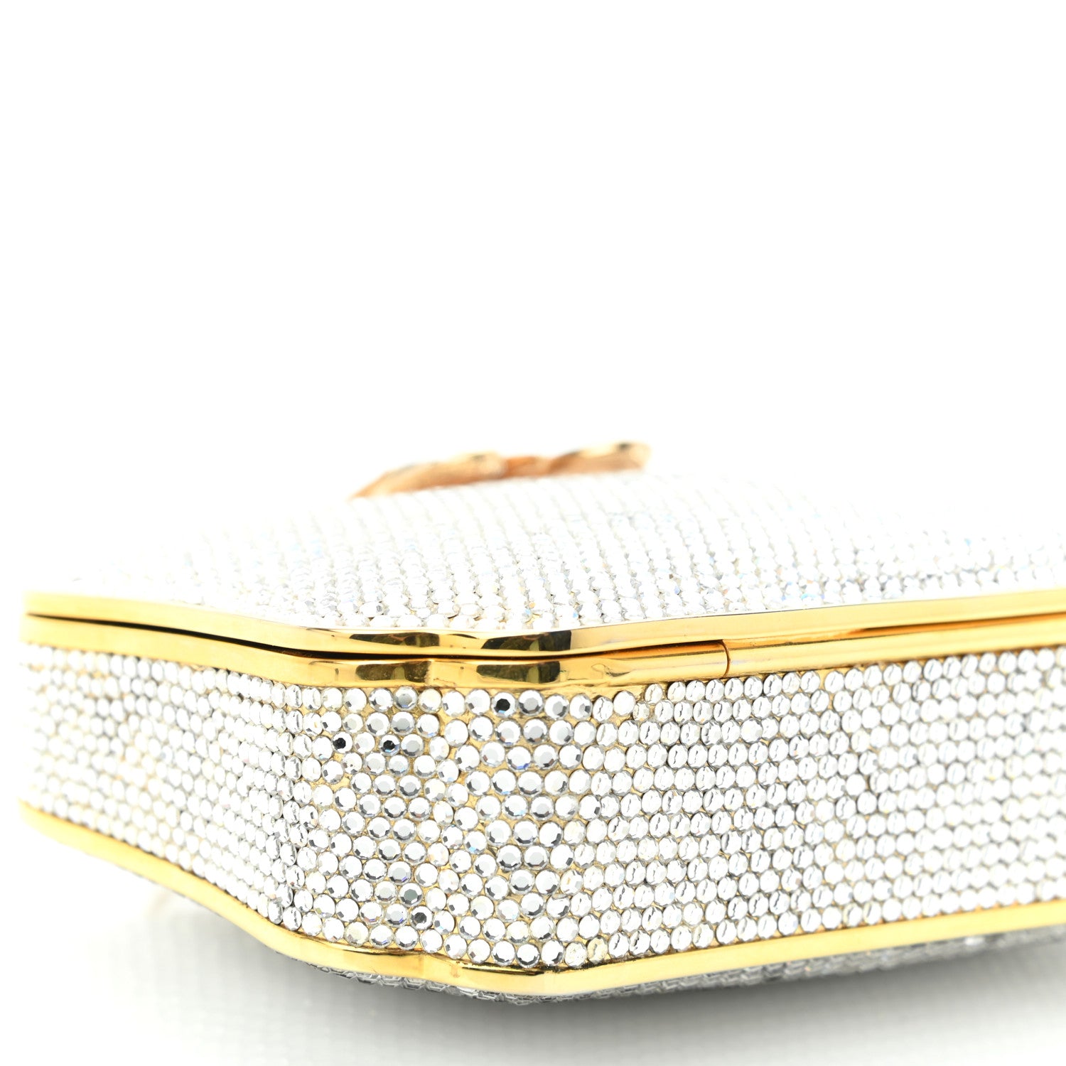 Judith Leiber Swarovski Crystal Butterfly Minaudiere Clutch Silver Gold 8 of 12