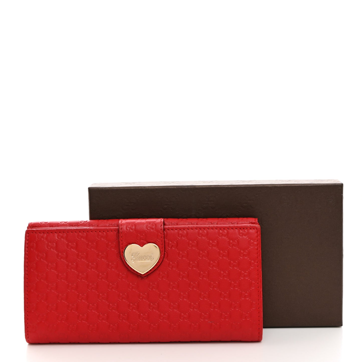 Microguccissima Heart Continental Wallet Red
