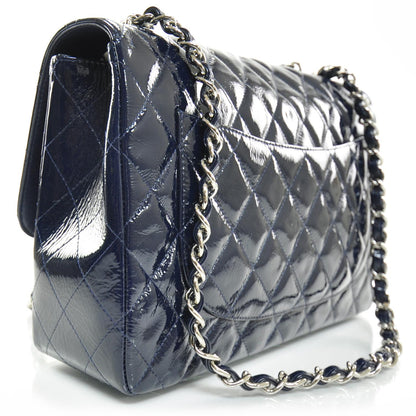 Chanel Crackled Patent Jumbo Flap Navy Blue 2 of 11