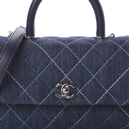 Chanel Denim Quilted Mini Coco Handle Flap Blue 7 of 9