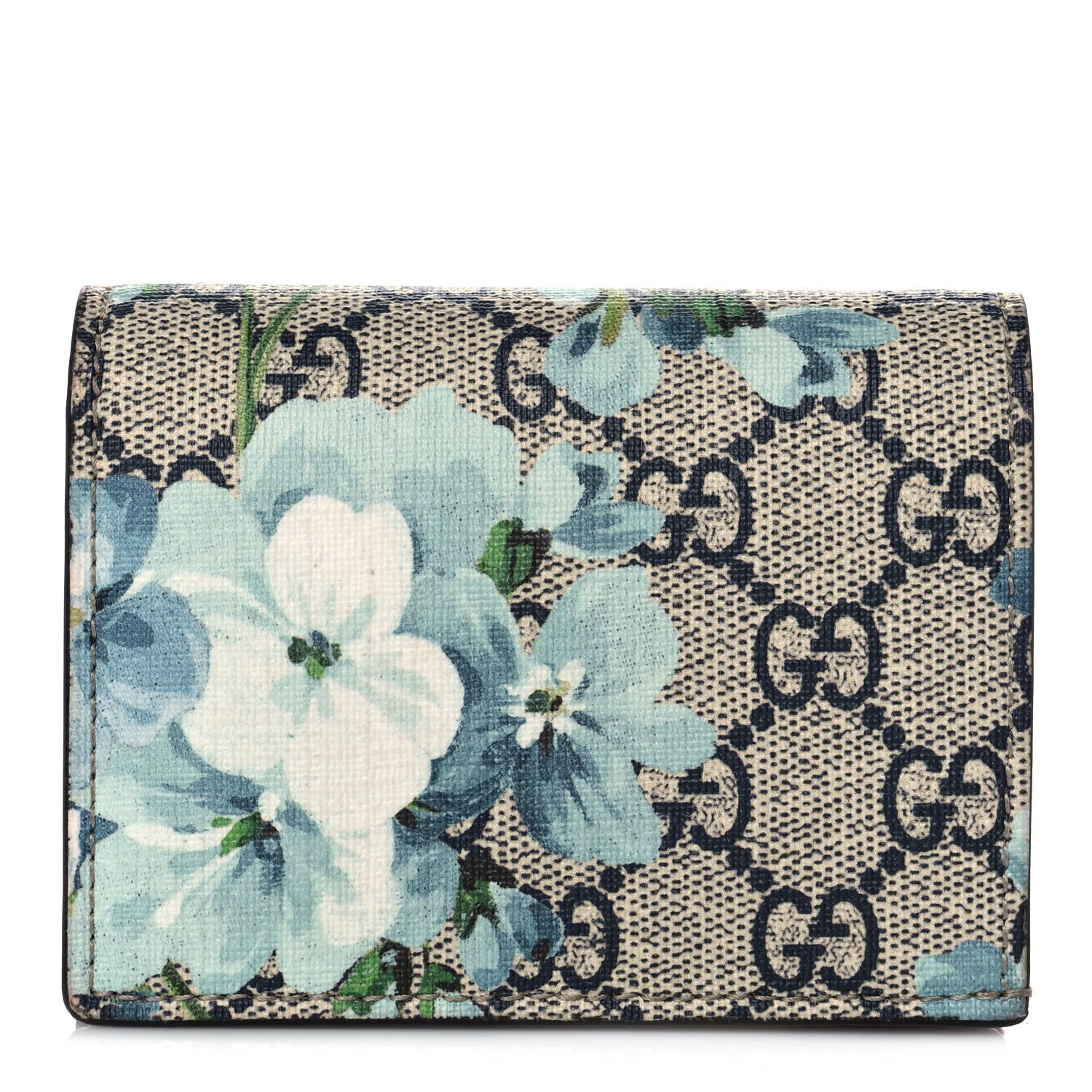 Gucci GG Supreme Monogram Blooms Card Case Wallet Beige Blue Navy Hibiscus Red 1 of 9