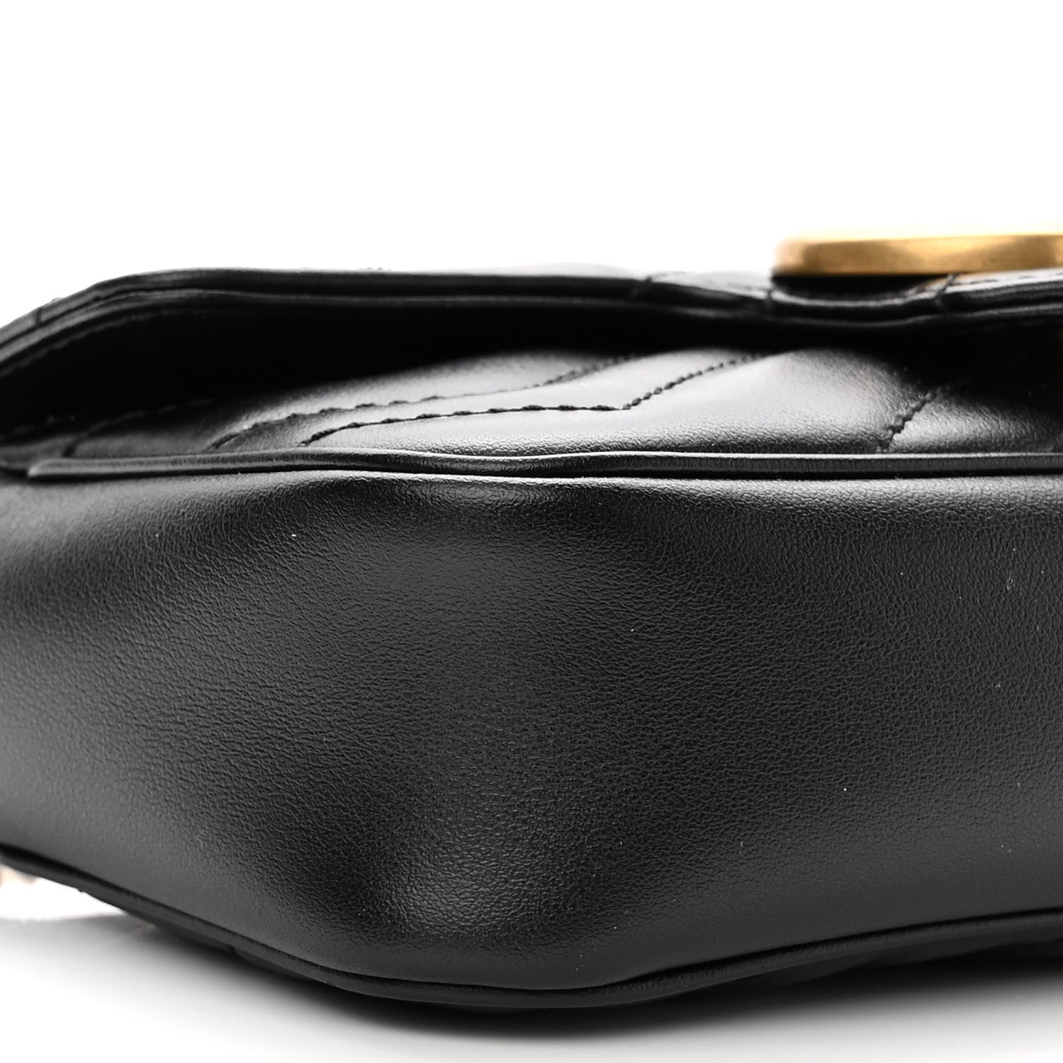 Gucci Calfskin Matelasse Super Mini GG Marmont Shoulder Bag Black 9 of 10