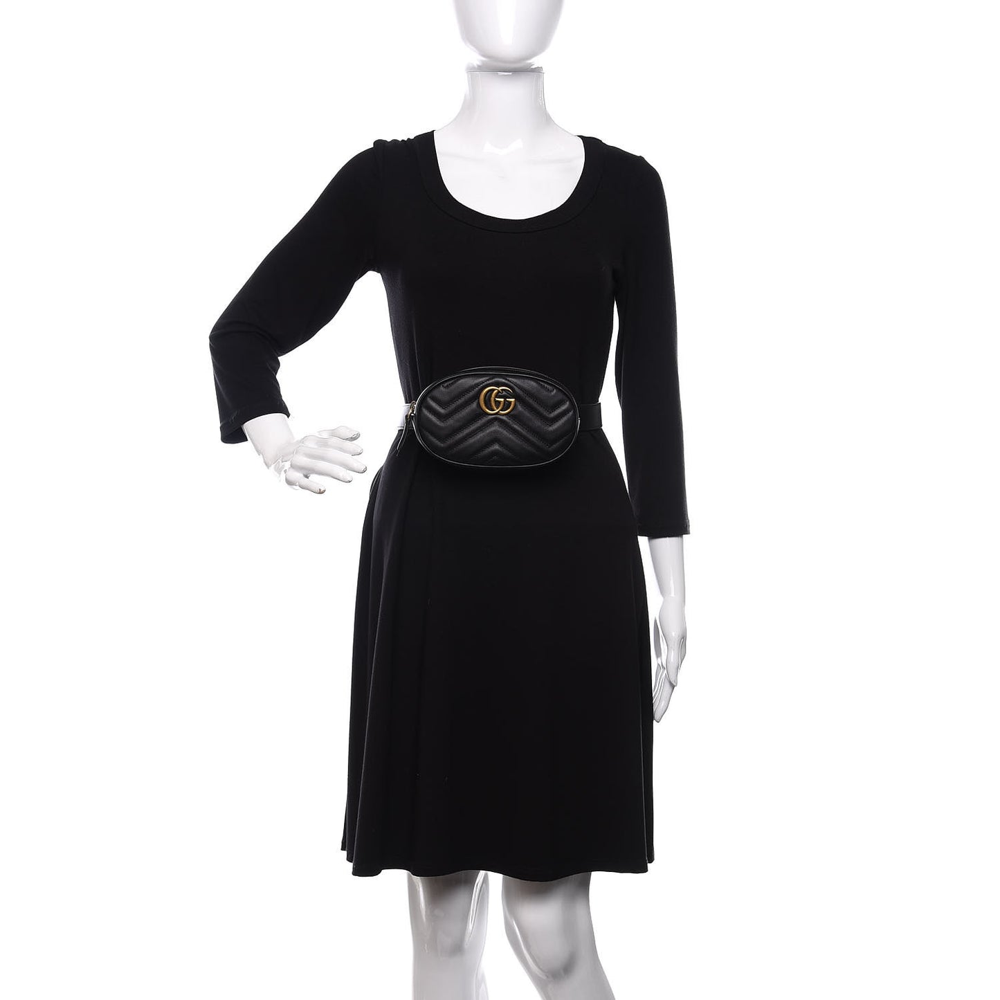 Calfskin Matelasse GG Marmont Belt Bag 75 30 Black