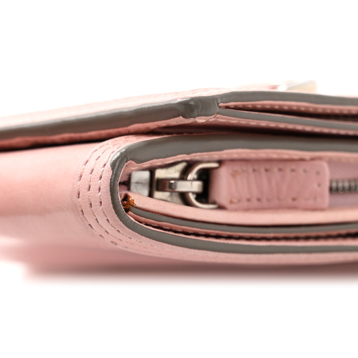 Crackled Calfskin Compact Wallet Pink