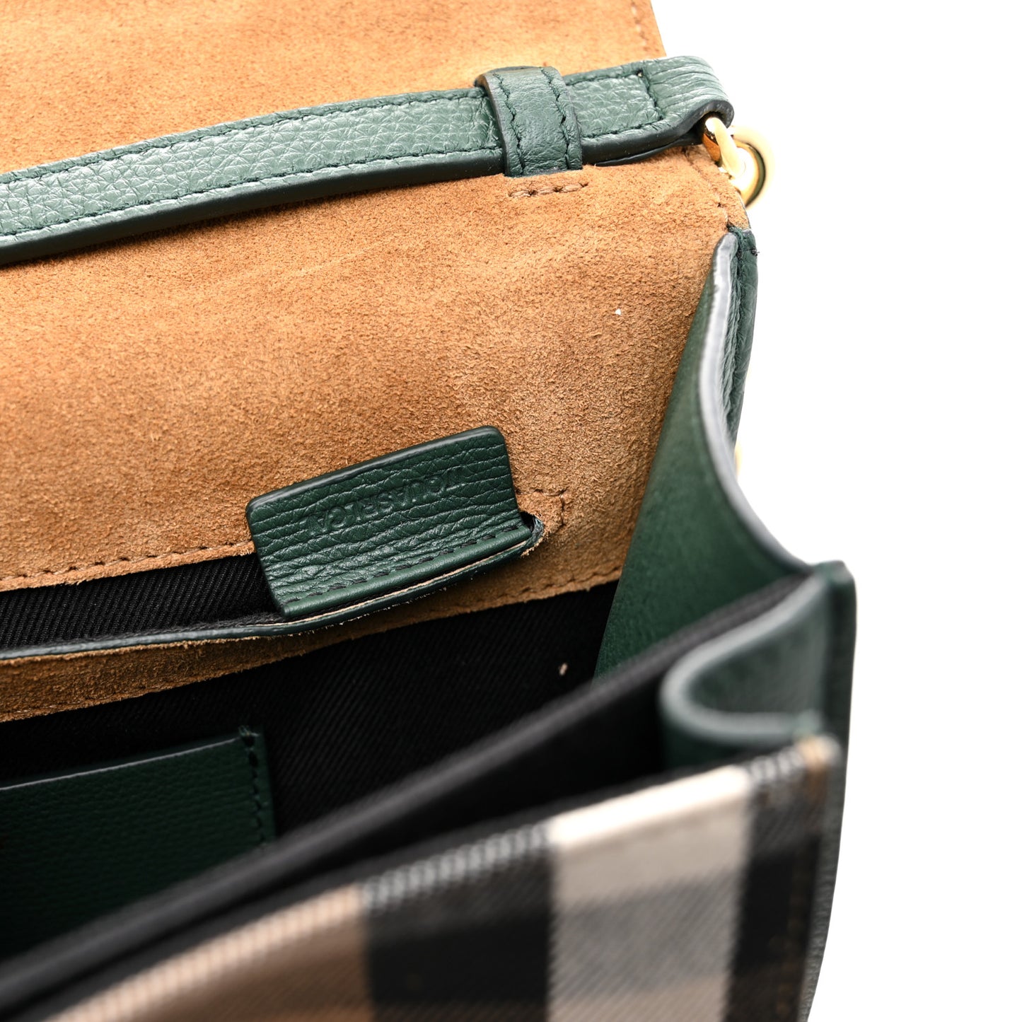 Derby Calfskin House Check Small Macken Crossbody Bag Vintage Green