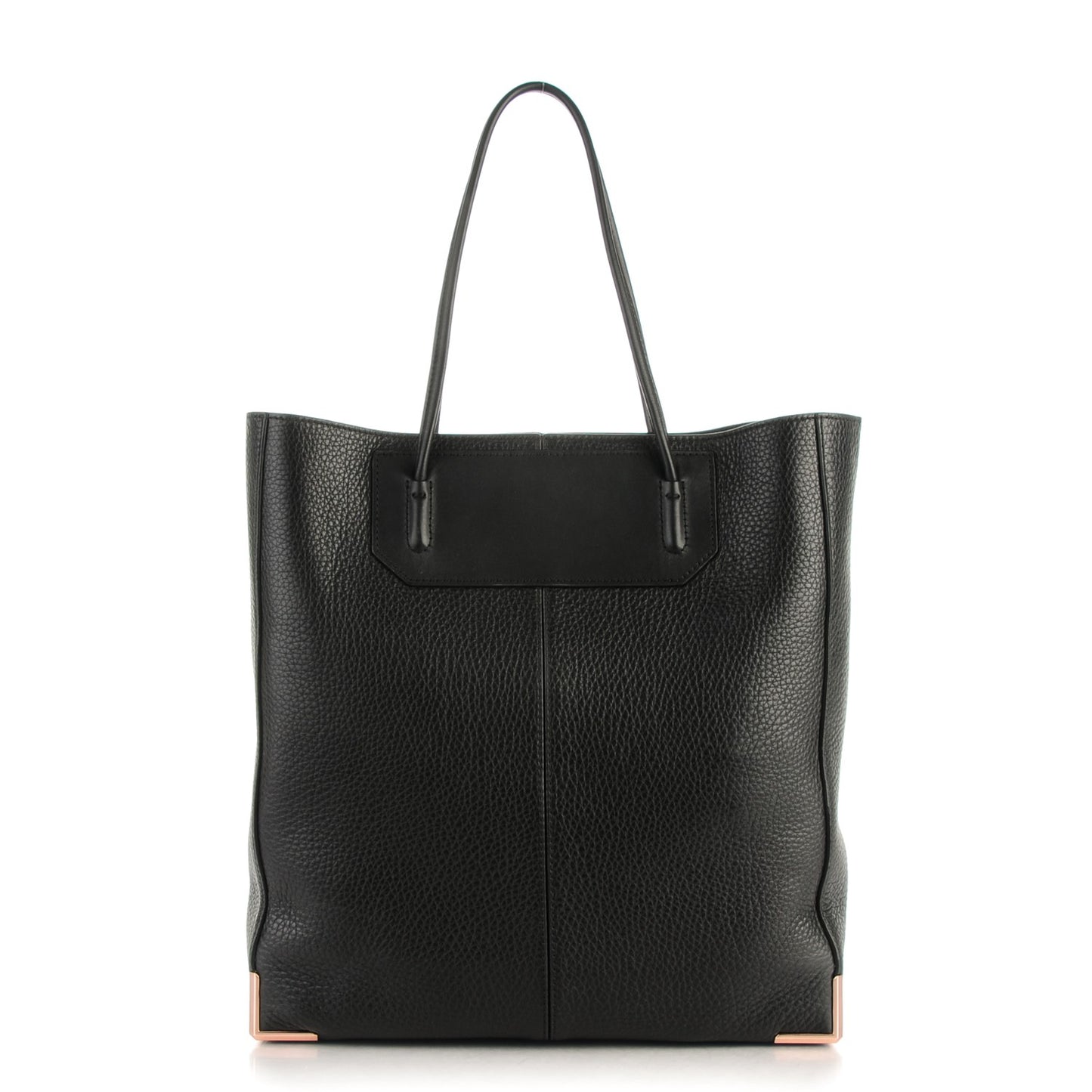 Pebbled Calfskin Prisma Skeletal Tote Black Rose Gold Hardware