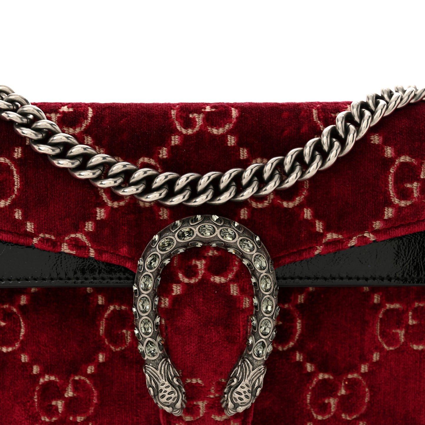 Velvet Skipper Crystal GG Monogram Small Dionysus Shoulder Bag Red Cipria Black Black Diamond
